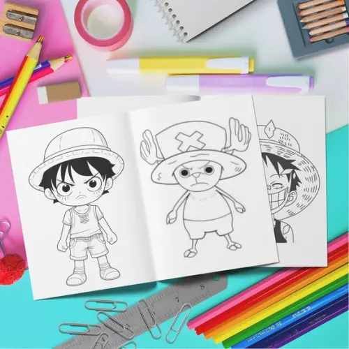 Kit de Colorir Livro + Adesivo - One Piece