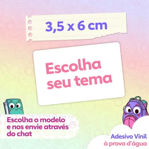 Kit Escolar Vários Temas e Tamanhos Adesivo Vinil à Prova de