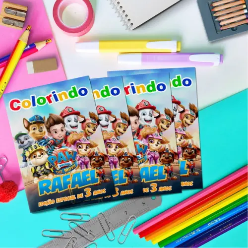 Kit de Colorir Livro + Adesivo Patrulha Canina