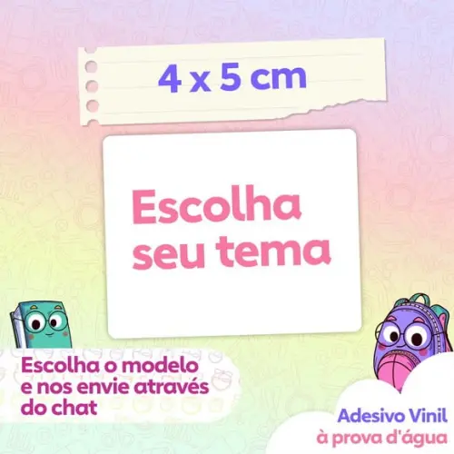 Kit Escolar Vários Temas e Tamanhos Adesivo Vinil à Prova de