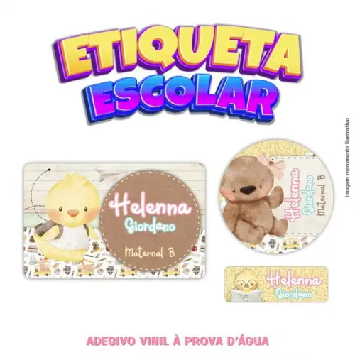 Kit Etiqueta Escolar em Vinil - Animais Baby Menina