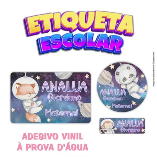 Kit Etiqueta Escolar em Vinil - Astronauta Animais