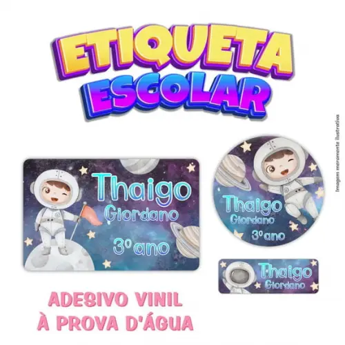 Kit Etiqueta Escolar em Vinil - Astronauta Menino