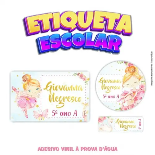 Kit Etiqueta Escolar em Vinil - Bailarina Loira