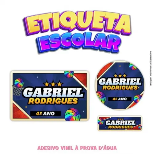 Kit Etiqueta Escolar em Vinil - Basquete