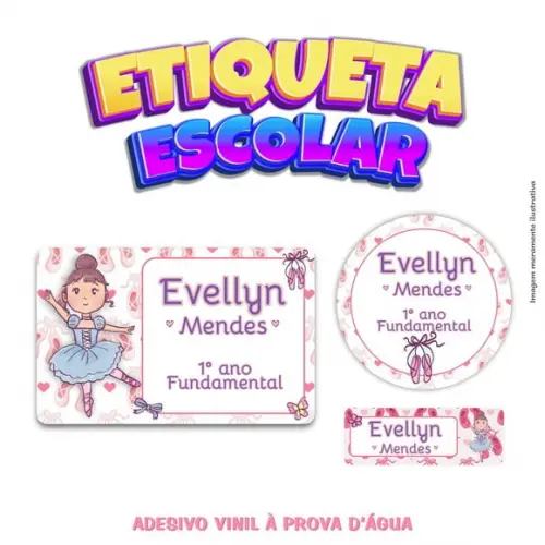 Kit Etiqueta Escolar em Vinil - Bailarina