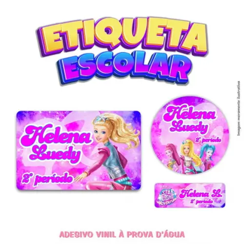 Kit Etiqueta Escolar em Vinil - Barbie