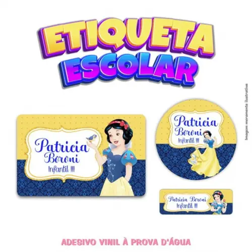 Kit Etiqueta Escolar em Vinil - Branca de Neve