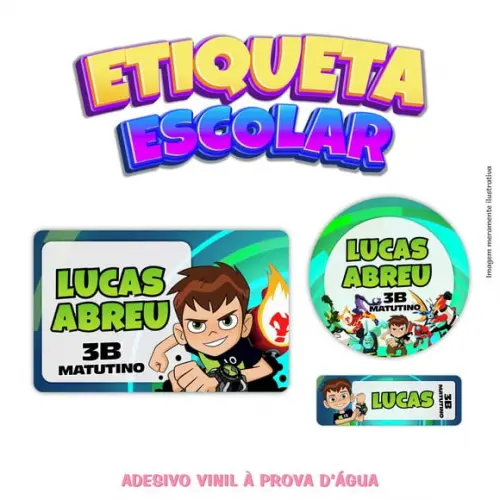 Kit Etiqueta Escolar em Vinil - Ben 10