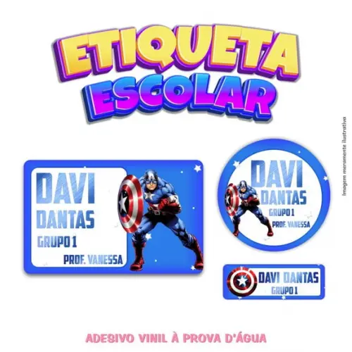 Kit Etiqueta Escolar em Vinil - Capitão América