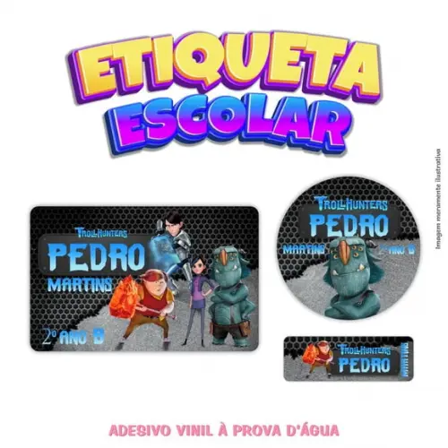 Kit Etiqueta Escolar em Vinil - Caçadores de Trolls