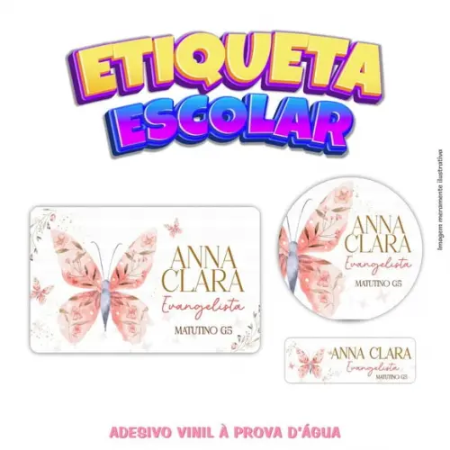 Kit Etiqueta Escolar em Vinil - Borboletas