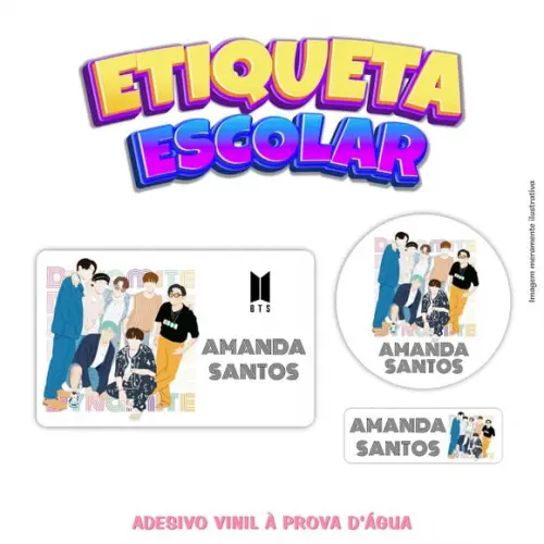 Kit Etiqueta Escolar em Vinil - Bts