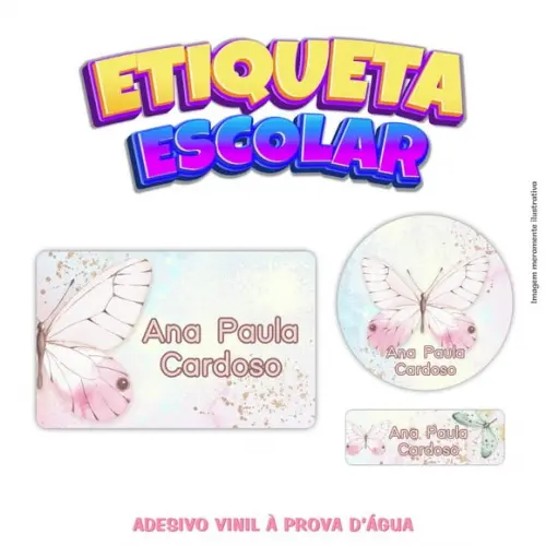 Kit Etiqueta Escolar em Vinil - Borboletas