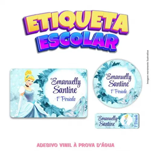 Kit Etiqueta Escolar em Vinil - Cinderela