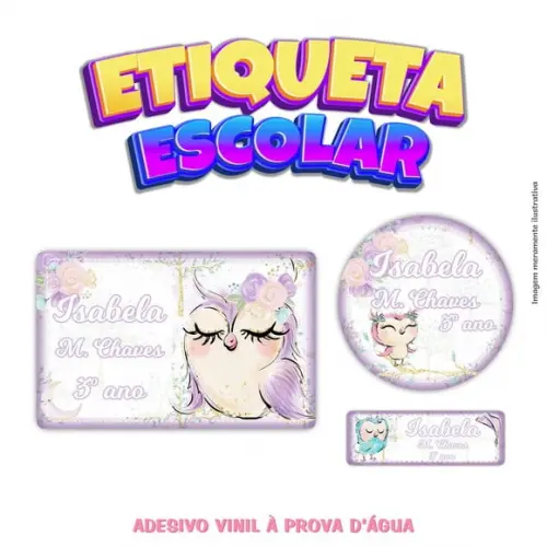 Kit Etiqueta Escolar em Vinil - Corujinha