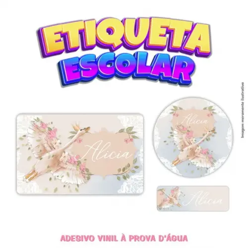 Kit Etiqueta Escolar em Vinil - Cisne