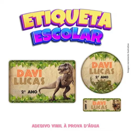 Kit Etiqueta Escolar em Vinil - Dinossauro