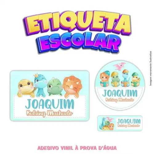 Kit Etiqueta Escolar em Vinil - Dinossauro Baby