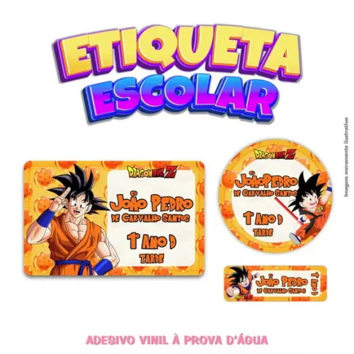 Kit Etiqueta Escolar em Vinil - Dragon Ball Z