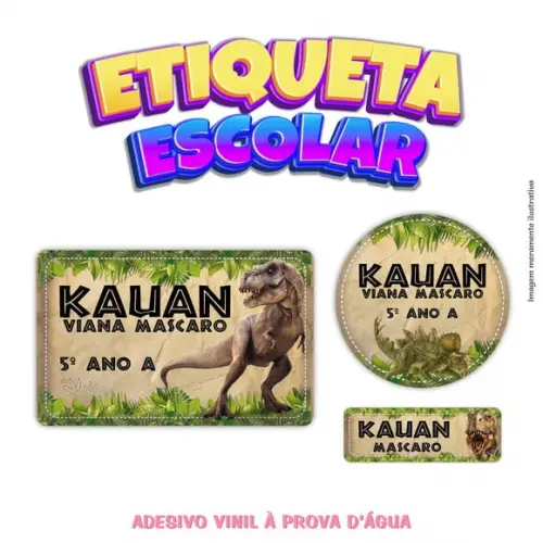 Kit Etiqueta Escolar em Vinil - Dinossauro Rex