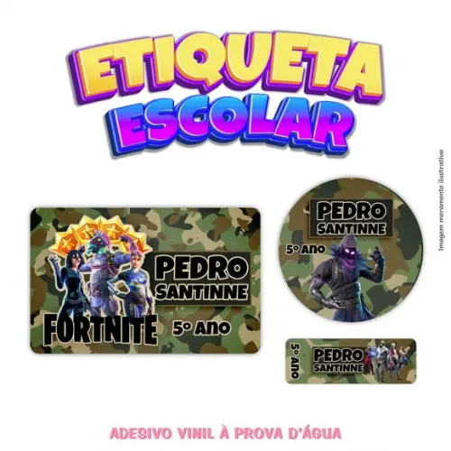 Kit Etiqueta Escolar em Vinil - Fortnite