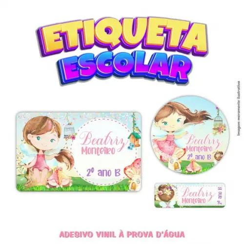 Kit Etiqueta Escolar em Vinil - Fadinhas
