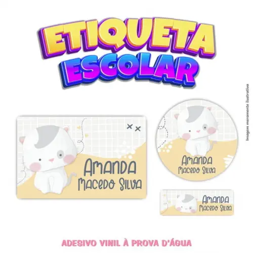Kit Etiqueta Escolar em Vinil - Gatinho 2