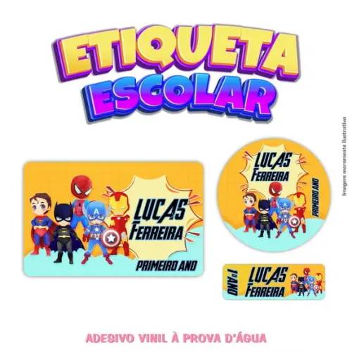 Kit Etiqueta Escolar em Vinil - Heróis