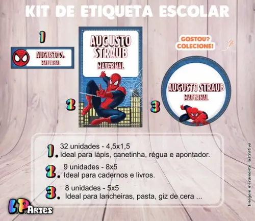 Kit Etiqueta Escolar em Vinil - Homem Aranha