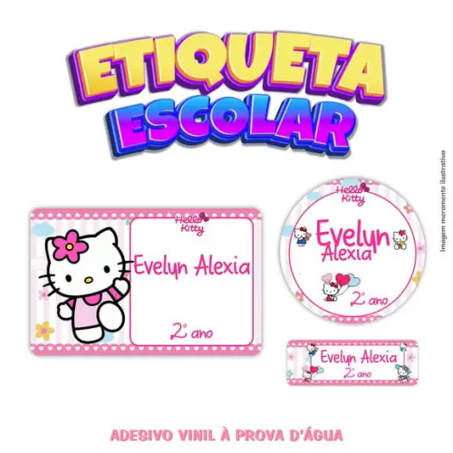 Kit Etiqueta Escolar em Vinil - Hello Kitty