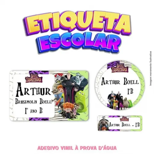 Kit Etiqueta Escolar em Vinil - Hotel Transilvânia