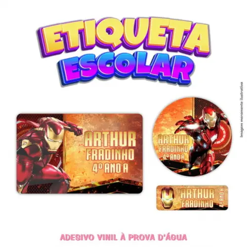 Kit Etiqueta Escolar em Vinil - Homem de Ferro