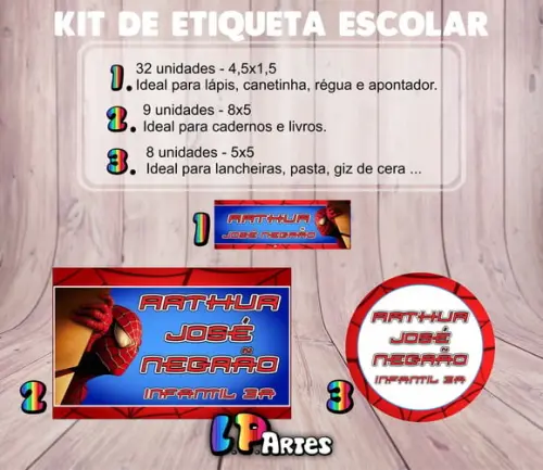 Kit Etiqueta Escolar em Vinil - Homem Aranha