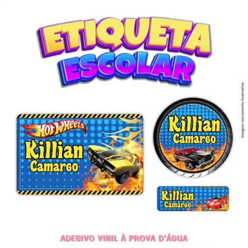 Kit Etiqueta Escolar em Vinil - Hot Wheels