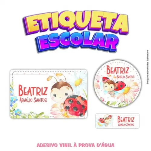 Kit Etiqueta Escolar em Vinil - Joaninha