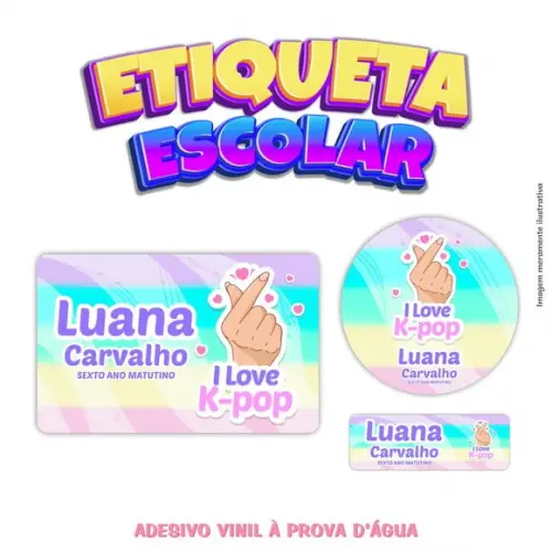Kit Etiqueta Escolar em Vinil - K-pop