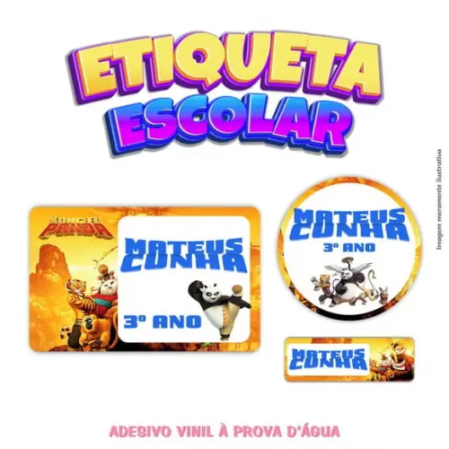 Kit Etiqueta Escolar em Vinil - Kung Fu Panda