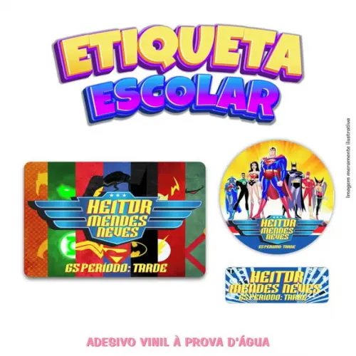 Kit Etiqueta Escolar em Vinil - Liga da Justiça