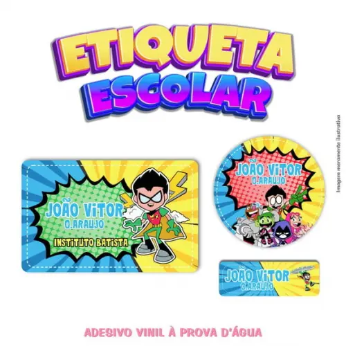 Kit Etiqueta Escolar em Vinil - Jovens Titãs
