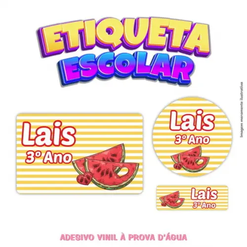 Kit Etiqueta Escolar em Vinil - Melancia com Listras