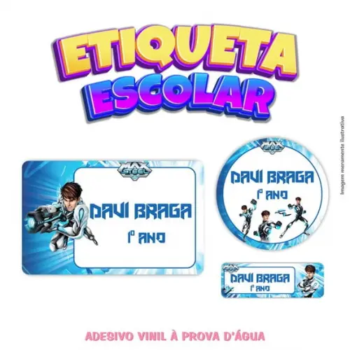 Kit Etiqueta Escolar em Vinil - Max Steel