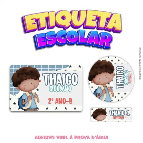 Kit Etiqueta Escolar em Vinil - Menino
