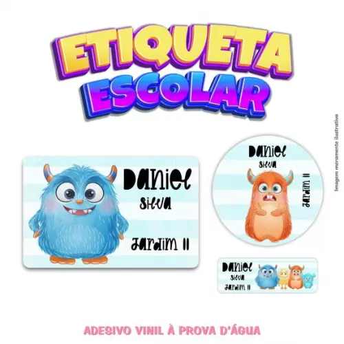 Kit Etiqueta Escolar em Vinil - Monstrinhos