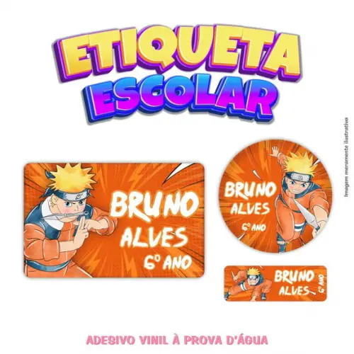 Kit Etiqueta Escolar em Vinil - Naruto