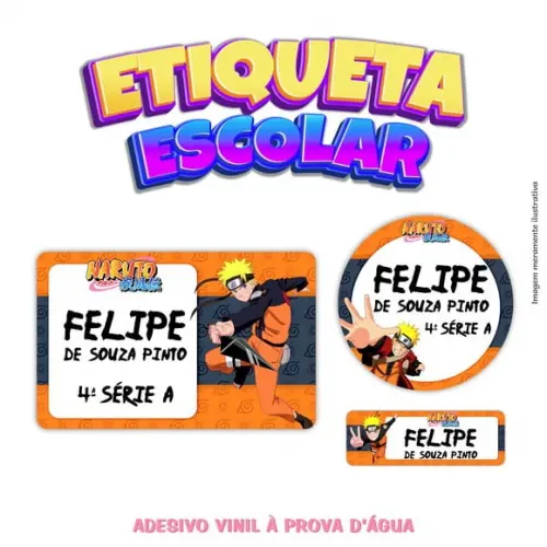 Kit Etiqueta Escolar em Vinil - Naruto