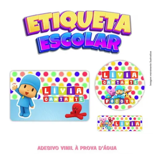 Kit Etiqueta Escolar em Vinil - Pocoyo