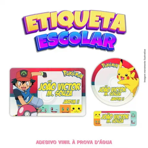 Kit Etiqueta Escolar em Vinil - Pokémon