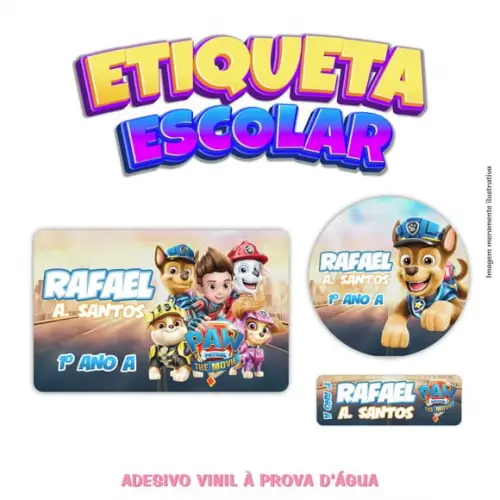 Kit Etiqueta Escolar em Vinil - Patrulha Canina Filme