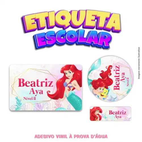 Kit Etiqueta Escolar em Vinil - Pequena Sereia